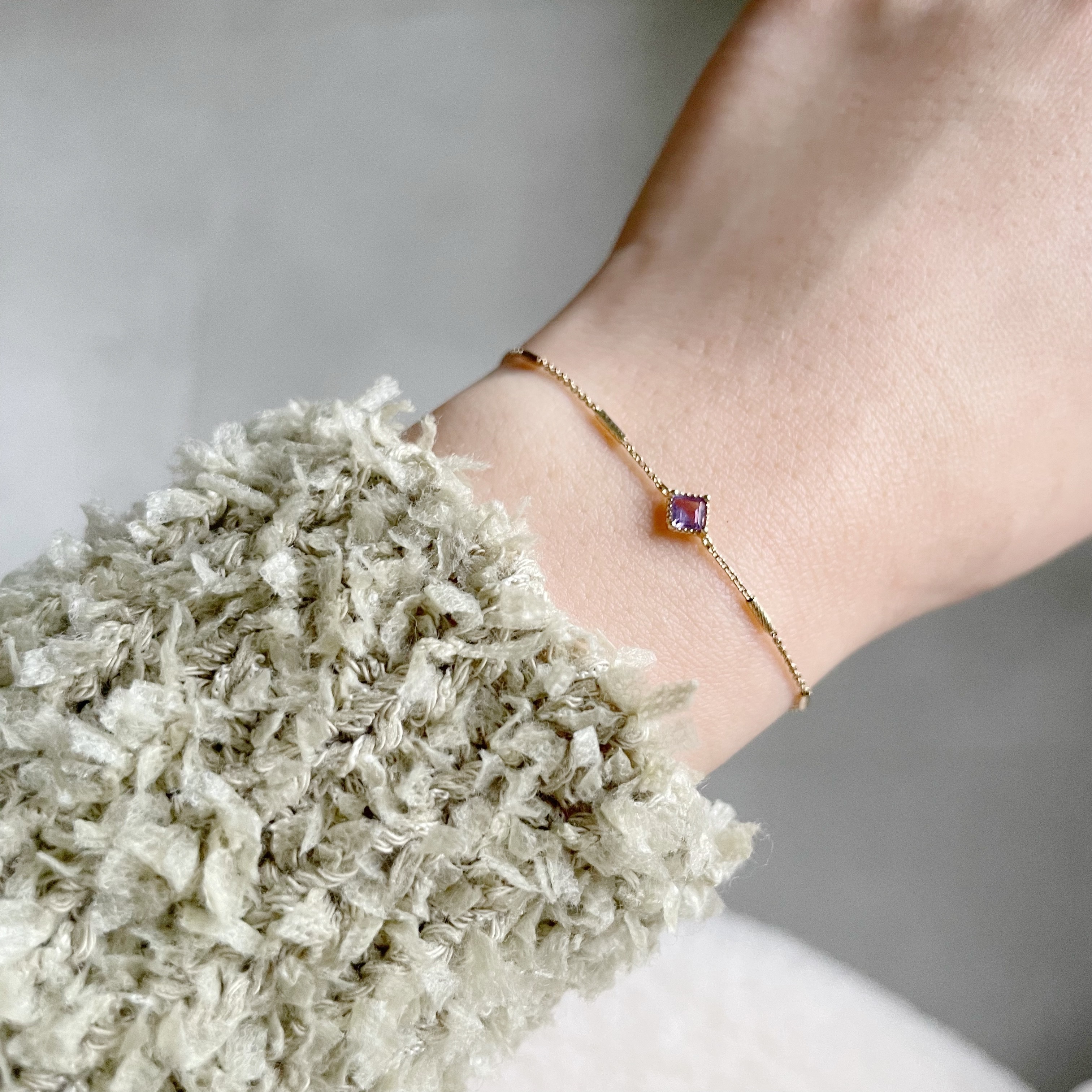 14K菱形紫水晶beats手鍊