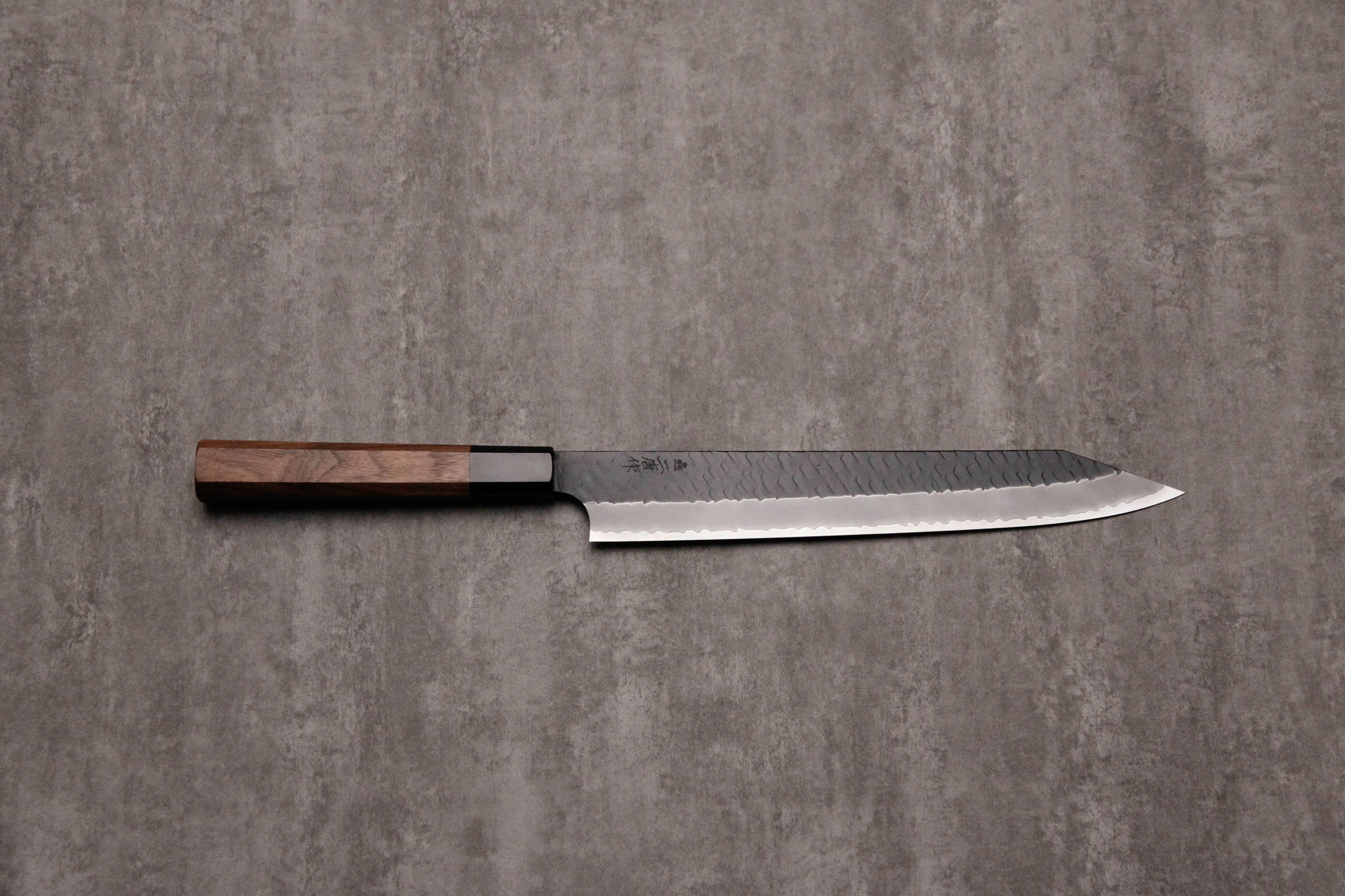 二唐黑打槌目SG2粉末鋼切付筋引255 mm 黑胡桃木柄