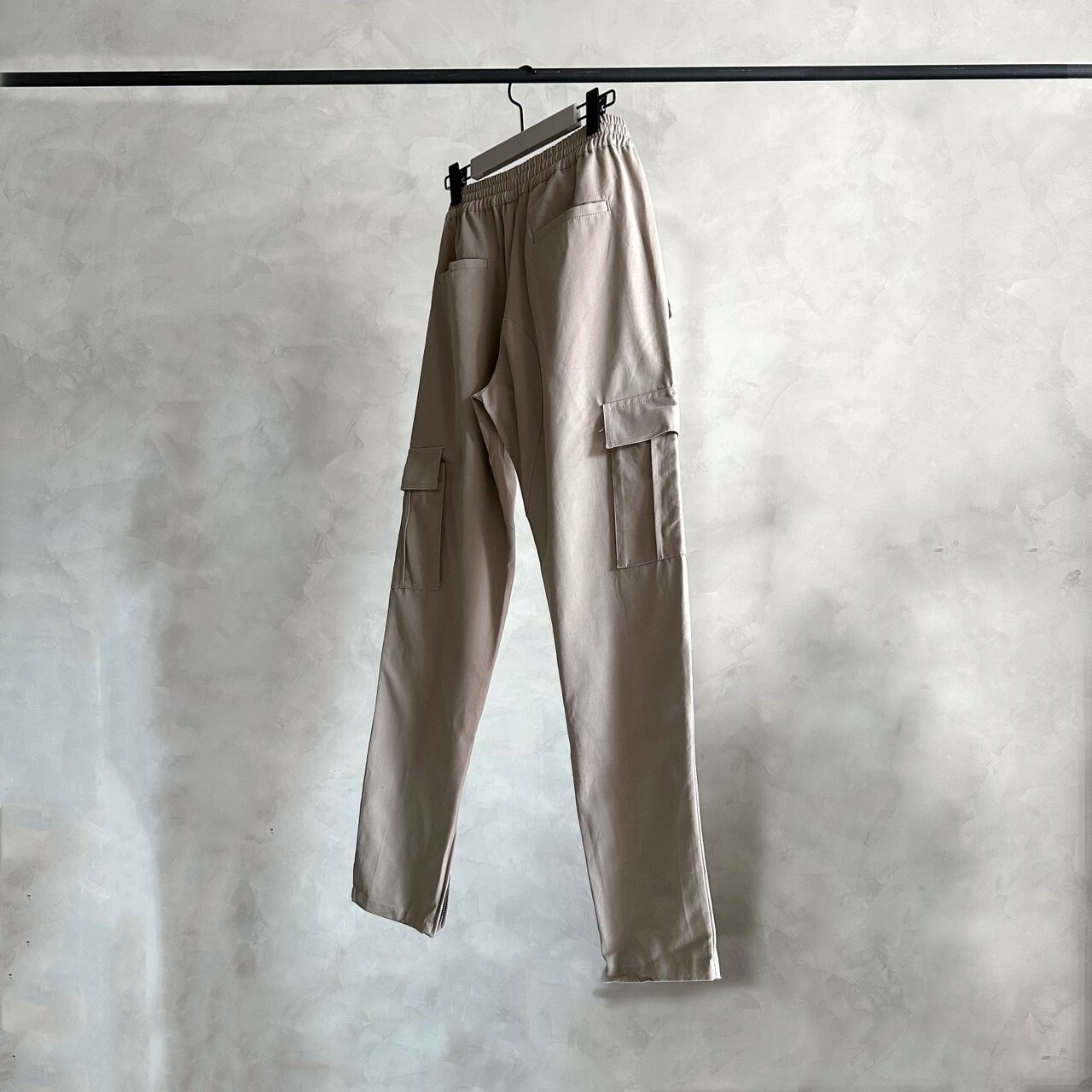 SKPN 多口袋長抽繩竹節紋拉鍊工作長褲VIBE Cotton-Canvas Cargo Pants