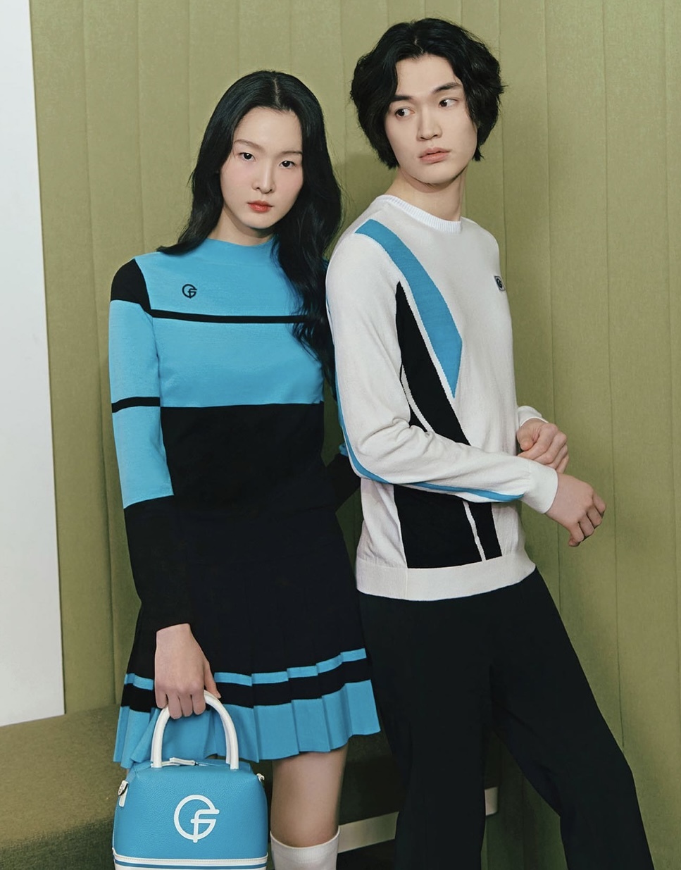 女款 M8 韓版春裝New/韓國正品FanTom同步/韓風高球拼色撞色長袖針織衫T卹/高爾夫球女裝