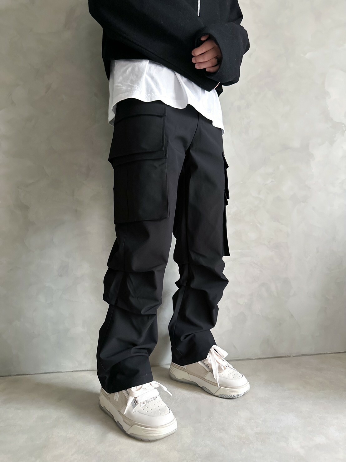 代理品牌 TSKY 多口袋皺褶立體尼龍工裝長褲 Side Pocket Cargo Trousers