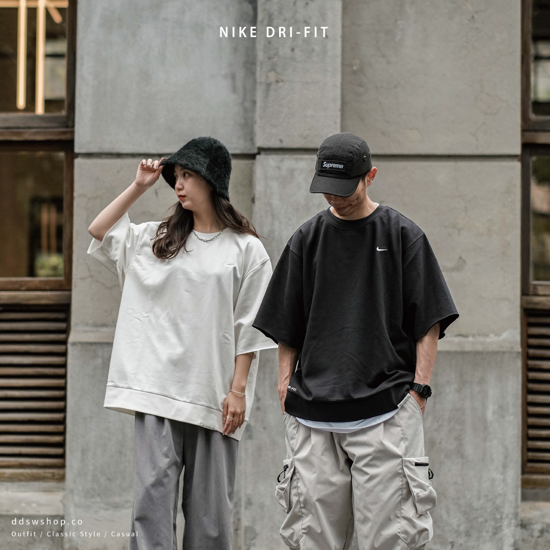 Nike Dri-fit 短袖 不修邊袖口 刺繡小Logo 寬鬆版型 黑色 CV1940-010 米白色 CV1940-133