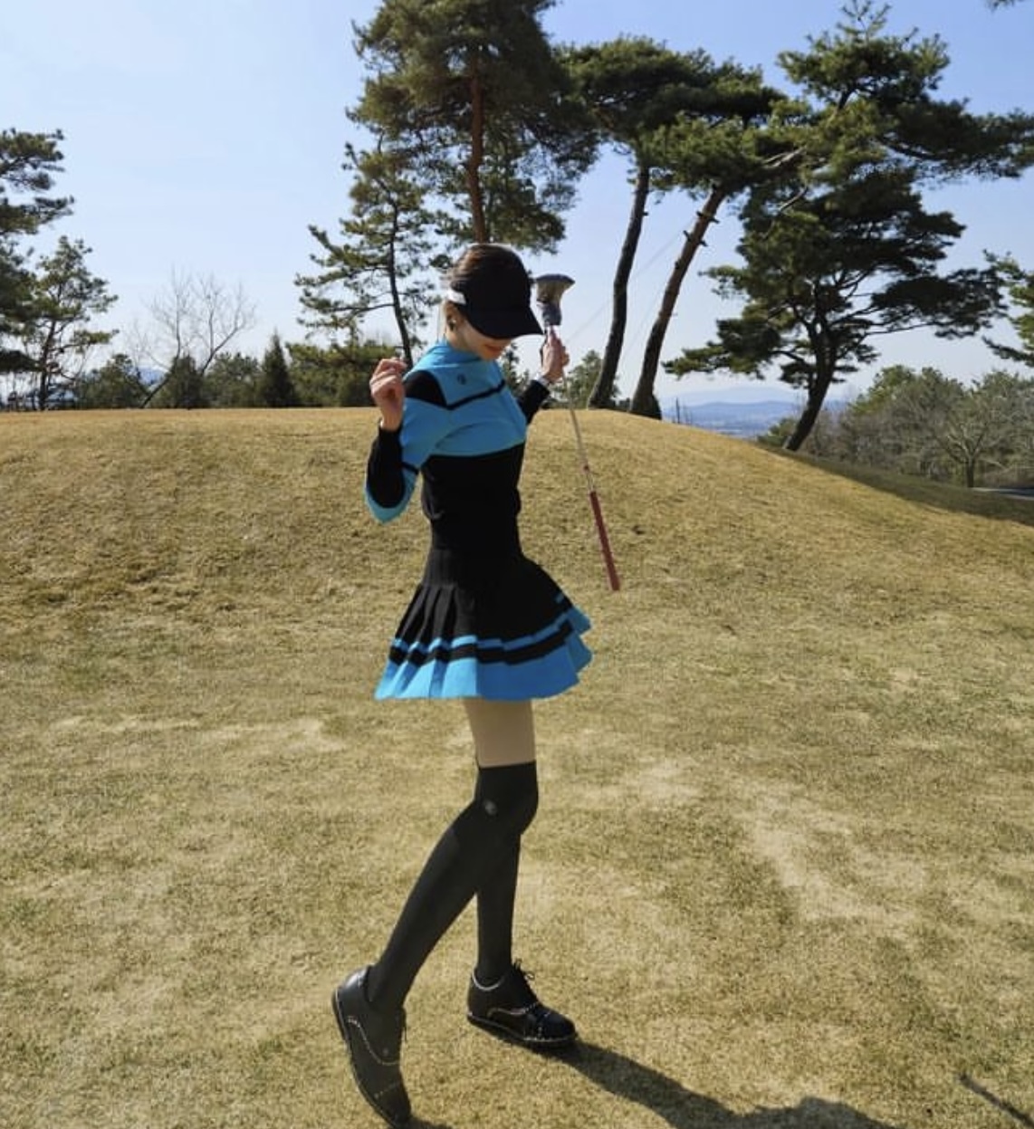 女款 M302 韓國正品FanTom同步/韓風高球線條撞色針織裙褲/高爾夫球女裝