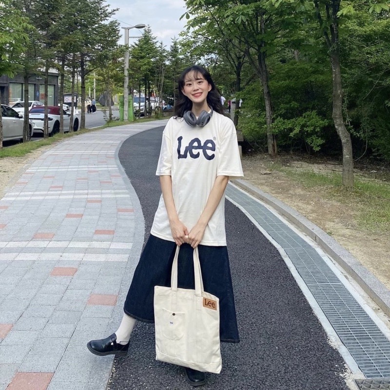 <預購> 韓國Lee限定 經典皮標帆布包