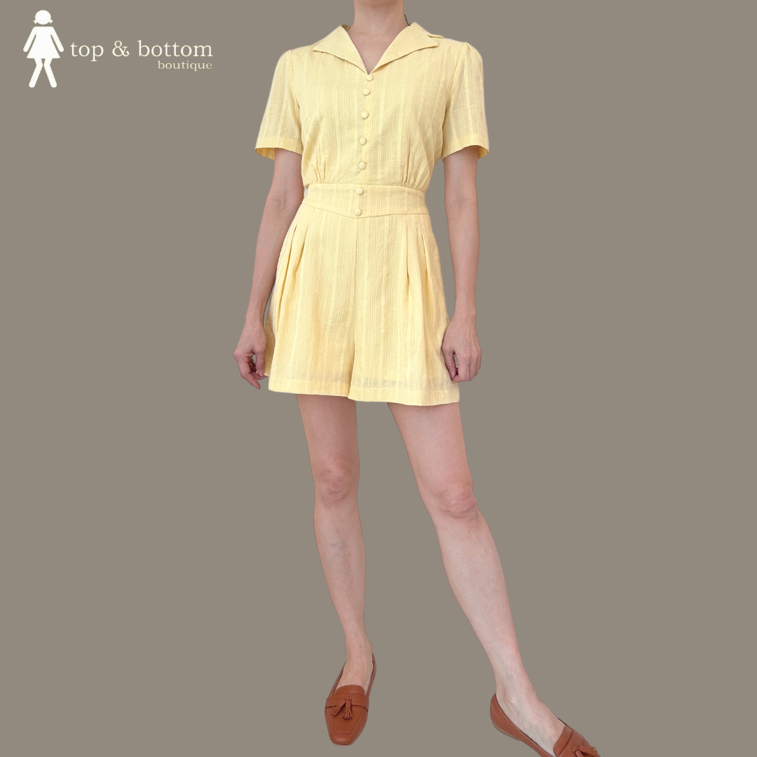 S/SLEEVE COLLARED SHORT JUMPSUIT