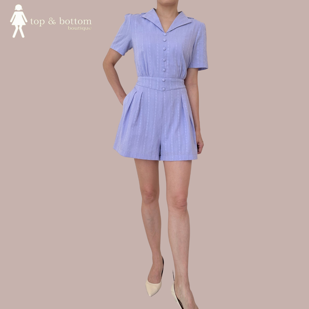 S/SLEEVE COLLARED SHORT JUMPSUIT