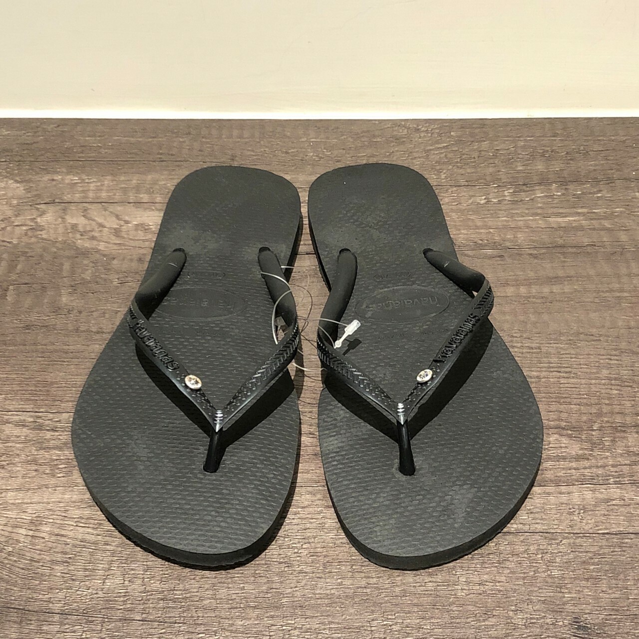 Havaianas 哈瓦仕 拖鞋 女鞋 夾腳拖 人字拖 施華洛世奇鑽 女款 黑色 4145651-0090