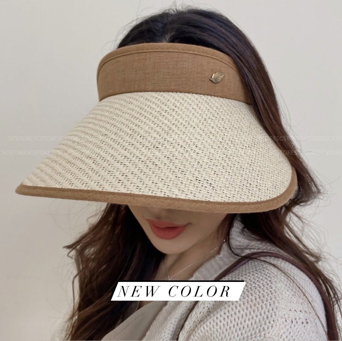 葉子滾邊度假太陽帽/三色