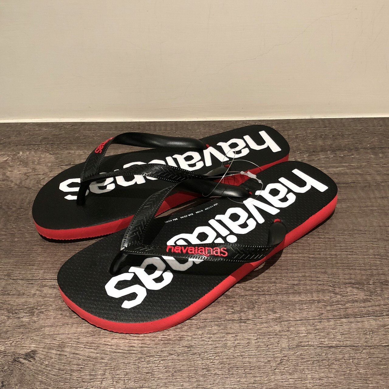 Havaianas 哈瓦仕 拖鞋 夾腳拖 男款 大LOGO 黑紅 4145741-2090