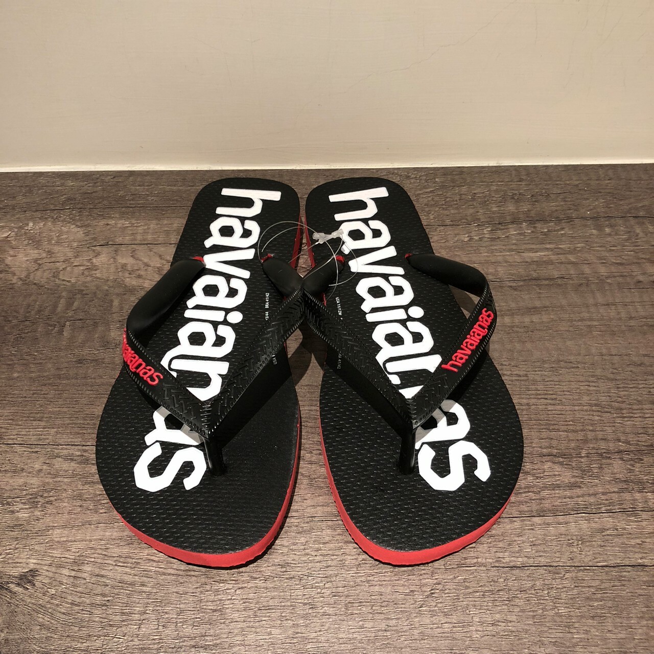 Havaianas 哈瓦仕 拖鞋 夾腳拖 男款 大LOGO 黑紅 4145741-2090