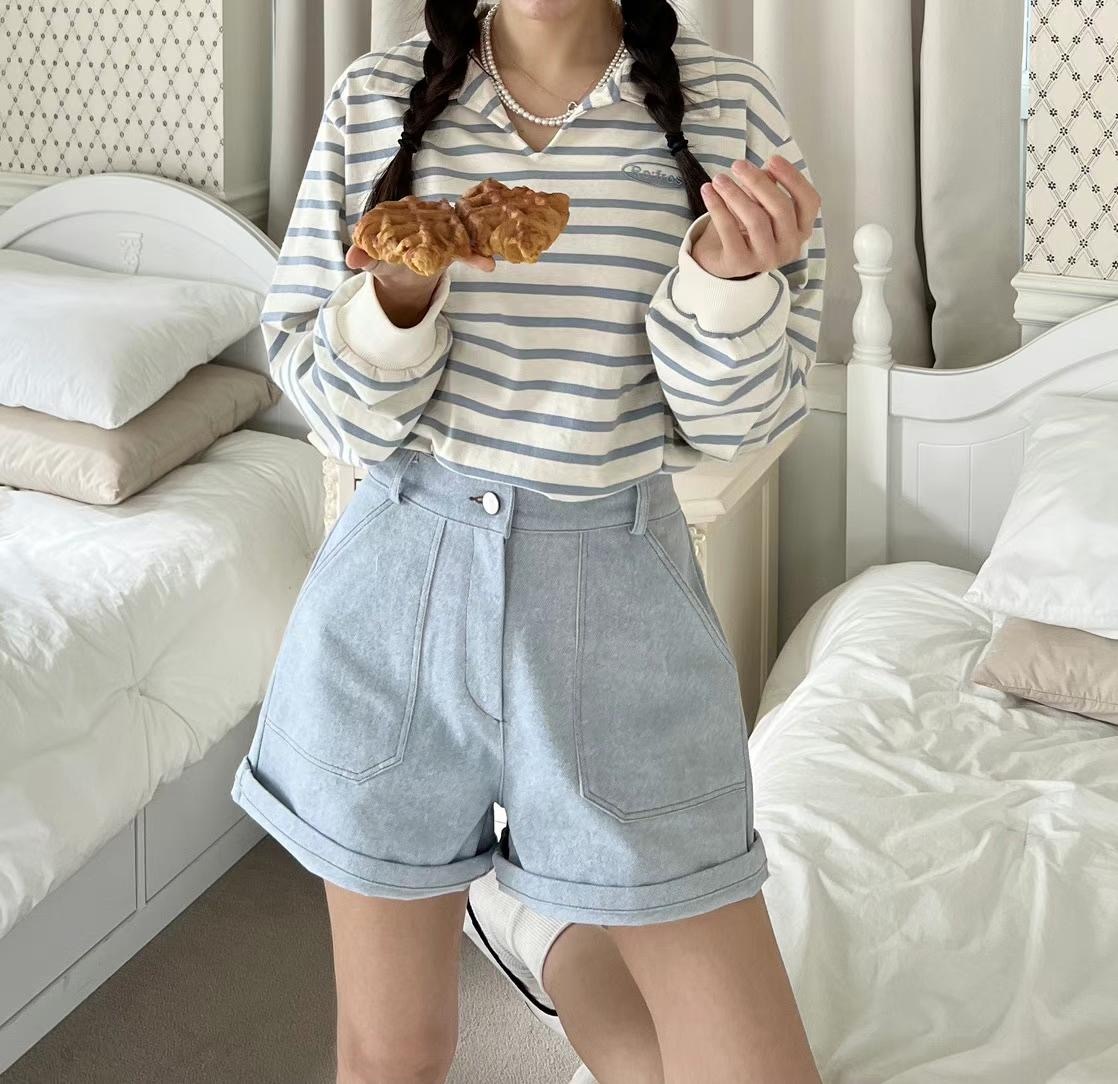 韓國連線-高質感牛仔短褲