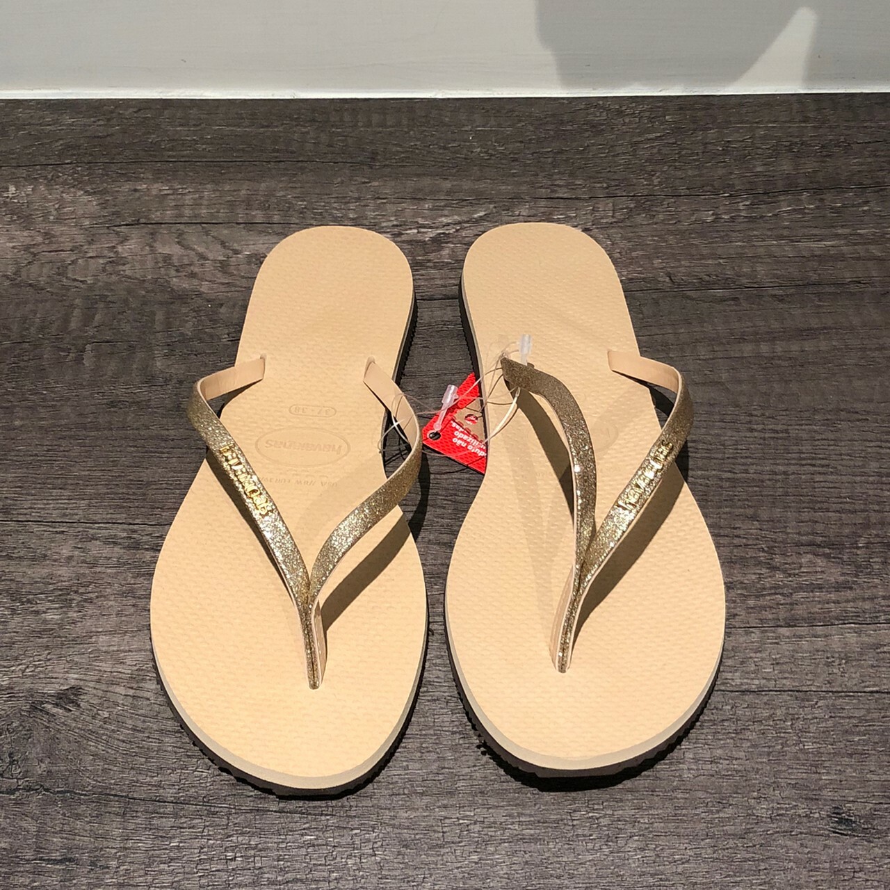 Havaianas 哈瓦仕 拖鞋 夾腳拖 亮片 奶茶色 女款 4148041-0570