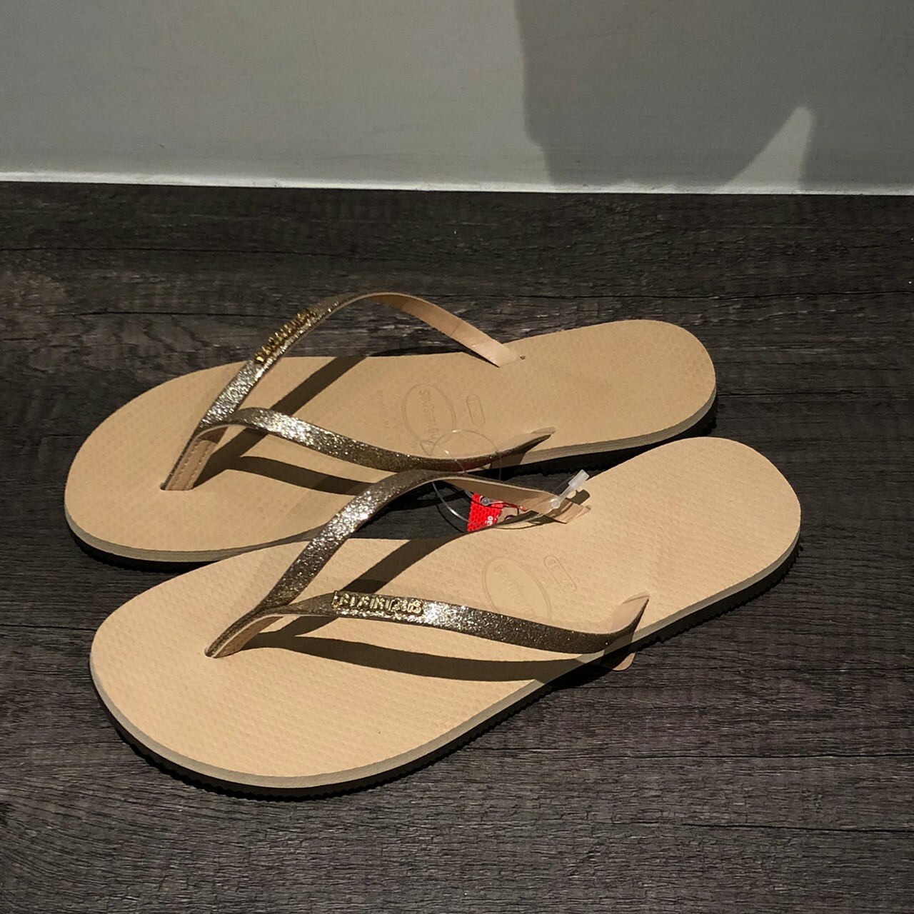 Havaianas 哈瓦仕 拖鞋 夾腳拖 亮片 奶茶色 女款 4148041-0570