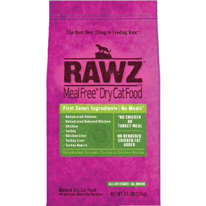 Rawz – 無穀物 脫水雞肉+火雞+雞肉 全貓糧 Chicken+Turkey 1.5kg/3.5lbs (綠)