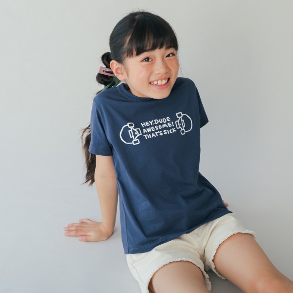 日本2nd 手繪滑板圖騰 天竺棉短袖上衣 (共2色，120) 830133