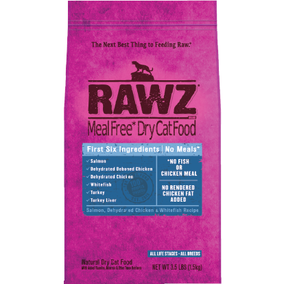Rawz – 無穀物 三文魚+脫水雞肉+白魚 全貓糧 Salmon+Chicken+White Fish 1.5kg/3.5lbs (藍)