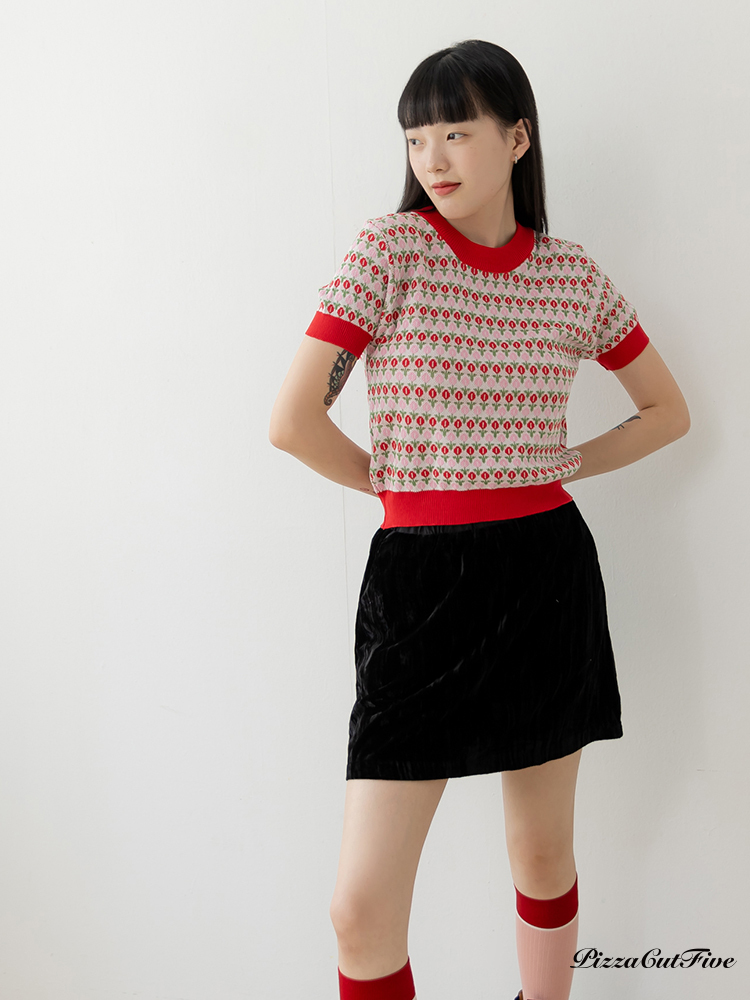 [SALE]絲絨鬆緊A字短裙 ThePeacePiece TPP232491001