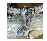 [S] TRUE RELIGION JOEY CUT OFF SHORT BIG T,JESSAMINE DESTROYED, 206236-JESSAMINE DESTROYED, FINAL SALE (STR113)