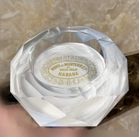 【雪茄煙灰缸】簡約LOGO設計、水晶玻璃、四槽4槽、雪茄菸灰缸