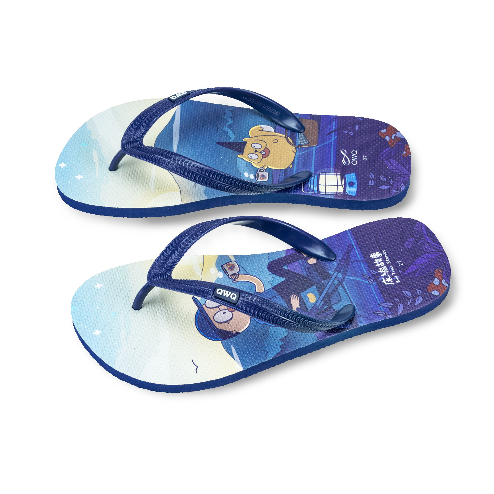 床編故事 陪你看日出 男款粗帶人字夾腳拖鞋 藏青藍