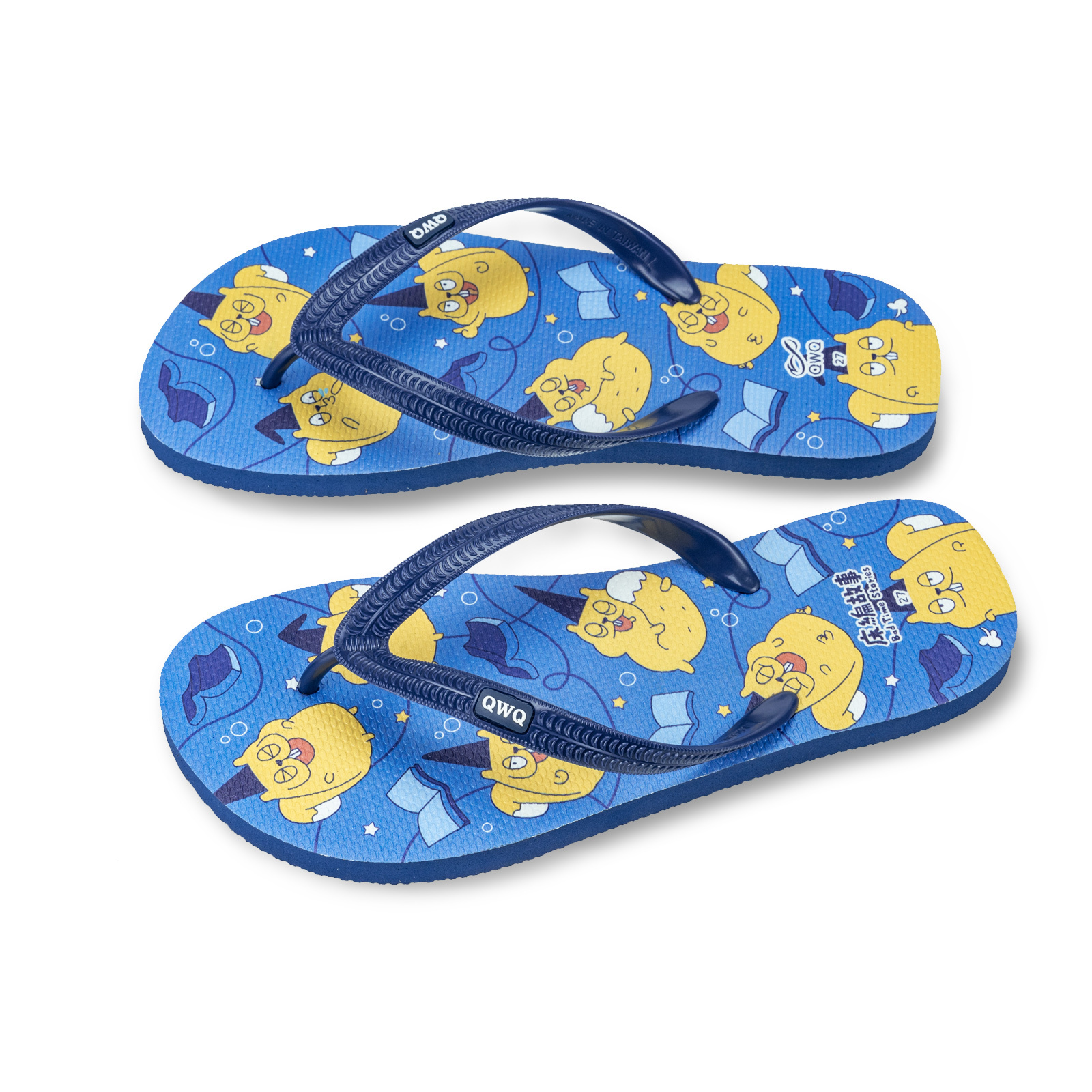 床編故事 薯片大集合 男款粗帶人字夾腳拖鞋 藏青藍