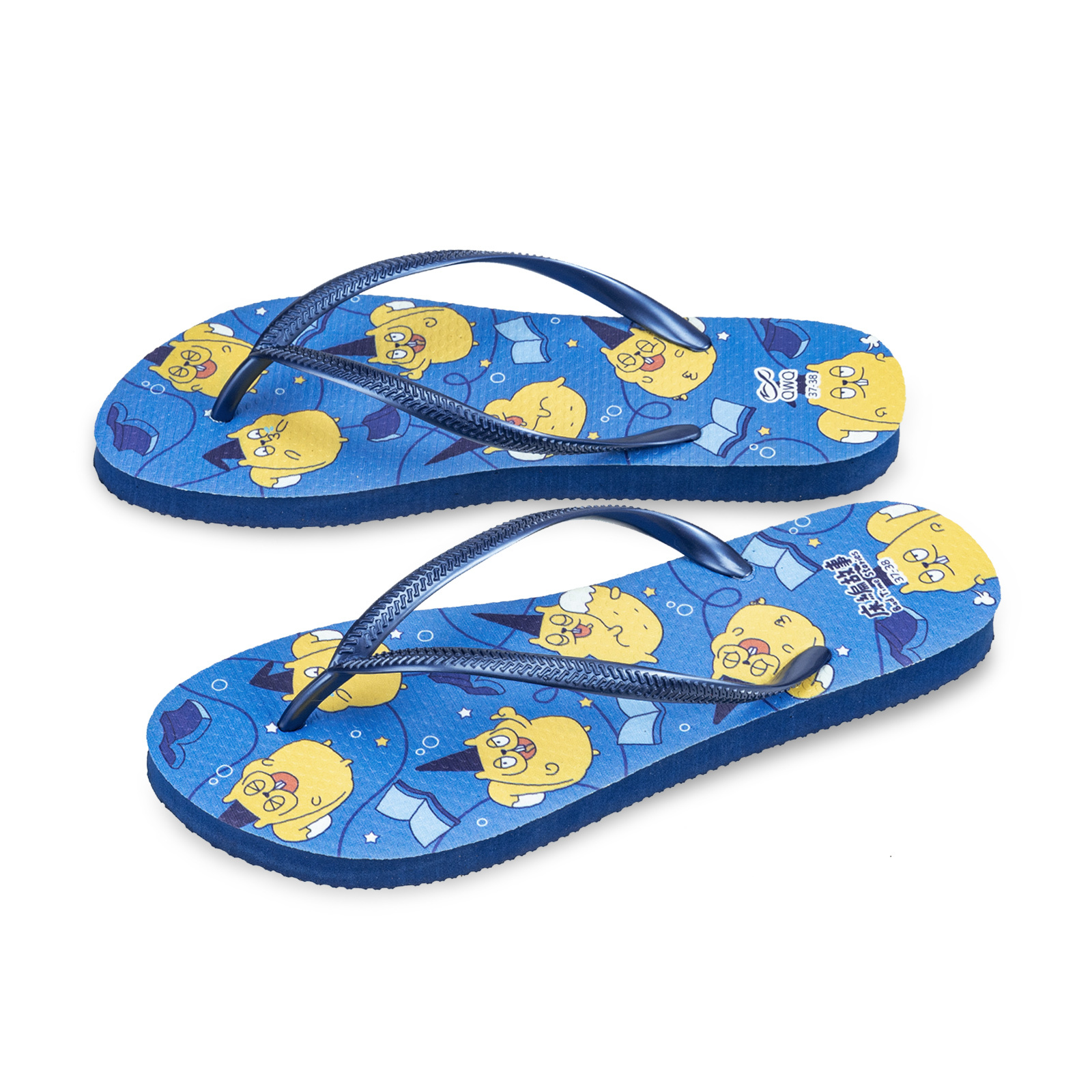 床編故事 薯片大集合 女款細帶人字夾腳拖鞋 藏青藍