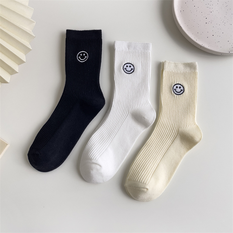 《1896》♾️百搭刺繡笑臉中長襪