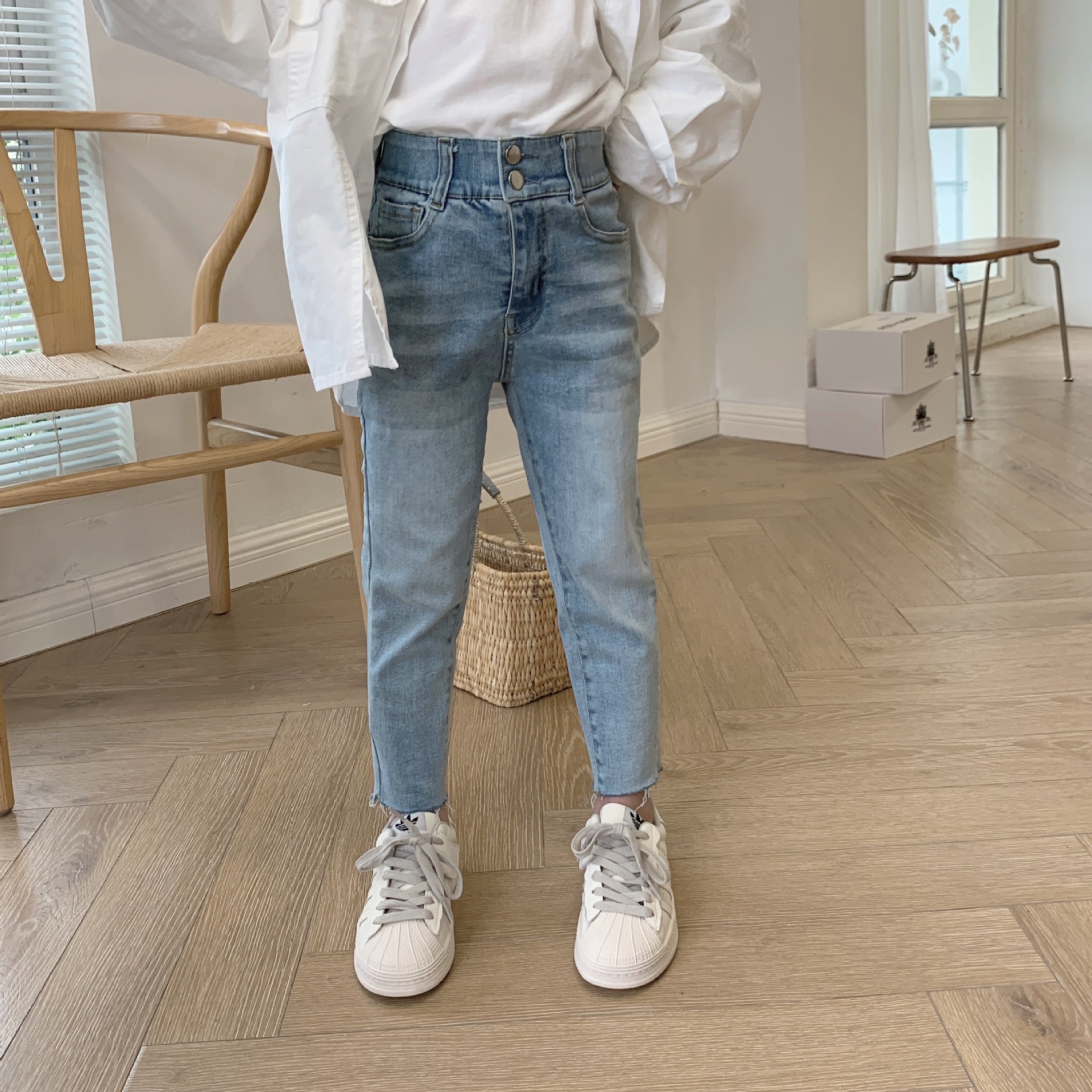 I21BL_SS23_C💙淺藍色女生高腰直腳牛仔褲(pre-order)