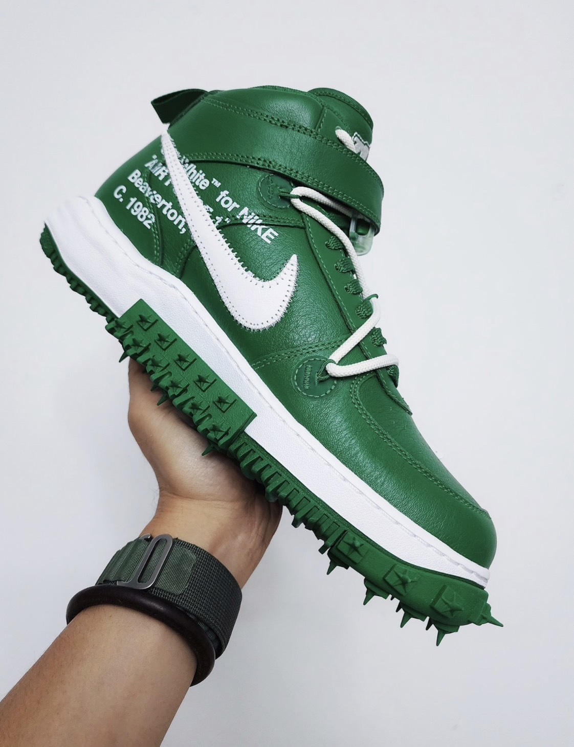 OFF-WHITE X Nike Air Force 1 Mid “Pine Green” 聯名款綠色男女