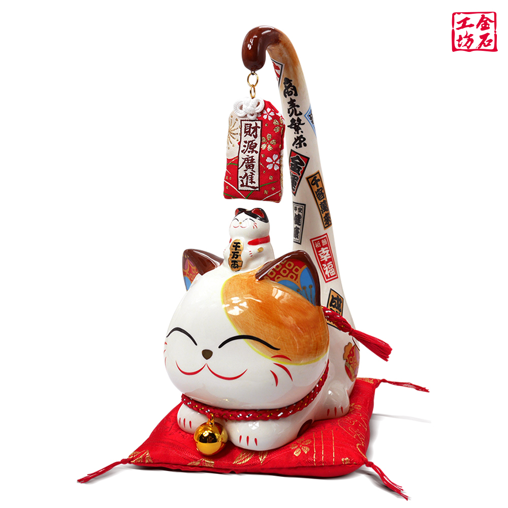 【金石工坊】金運招財長尾貓擺飾