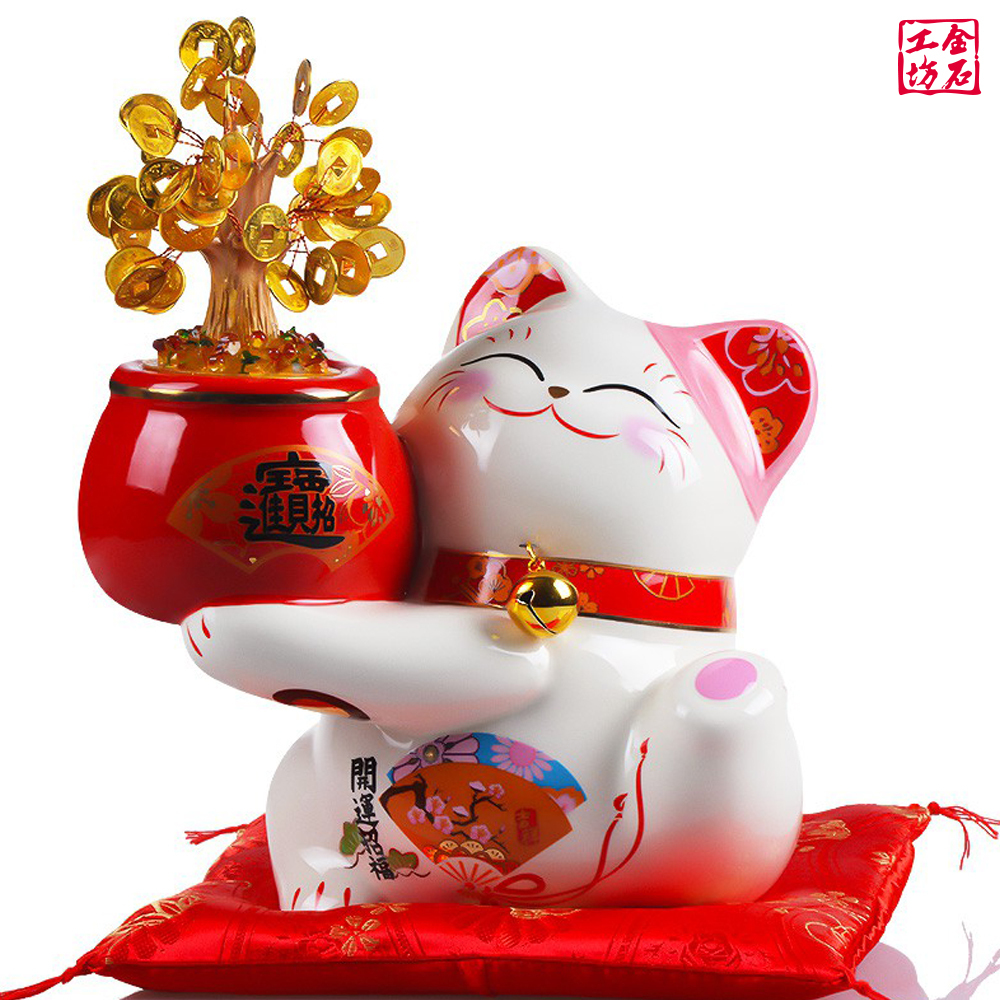 【金石工坊】七彩LED燈搖錢樹貓撲滿