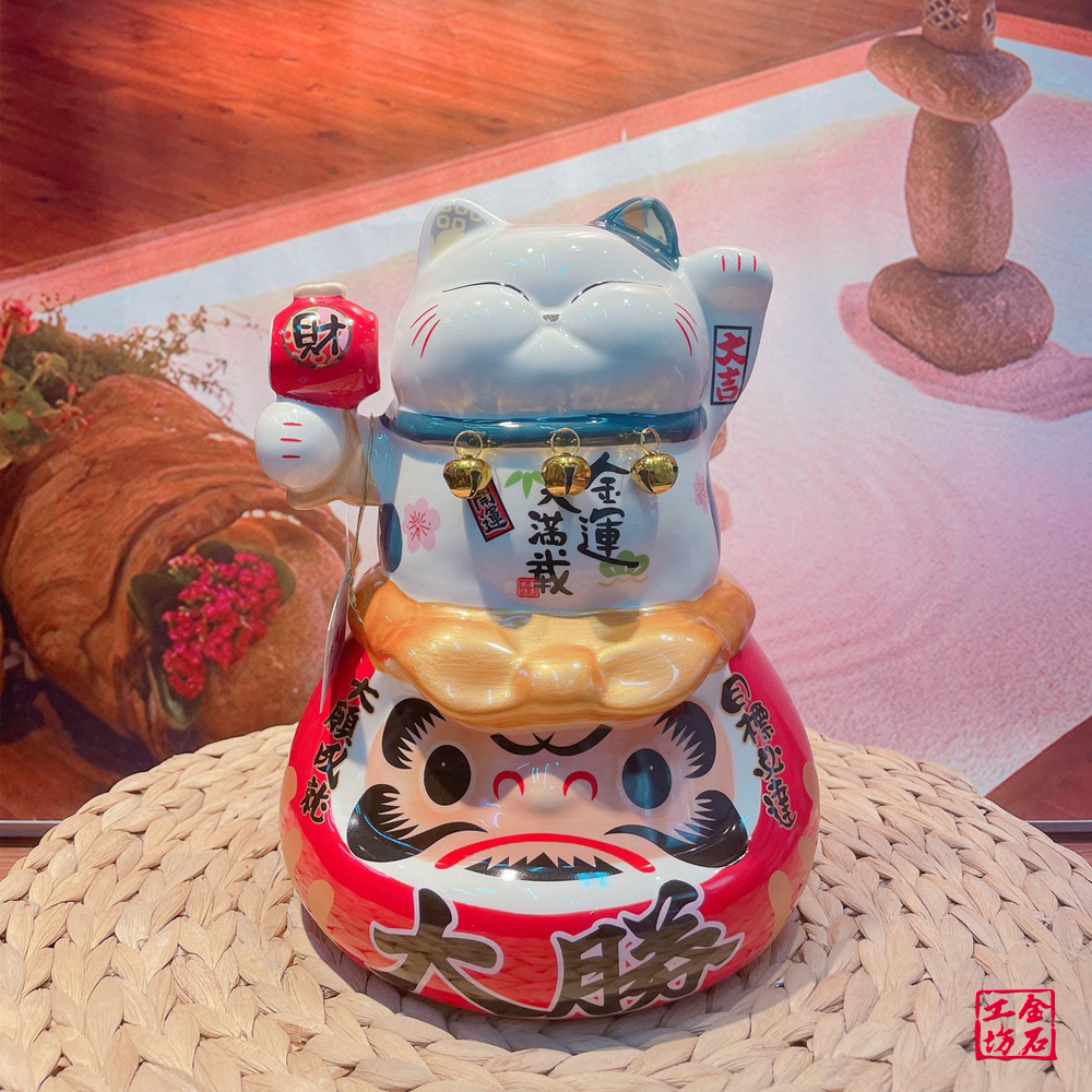 【金石工坊】金運滿載波士桃花貓撲滿