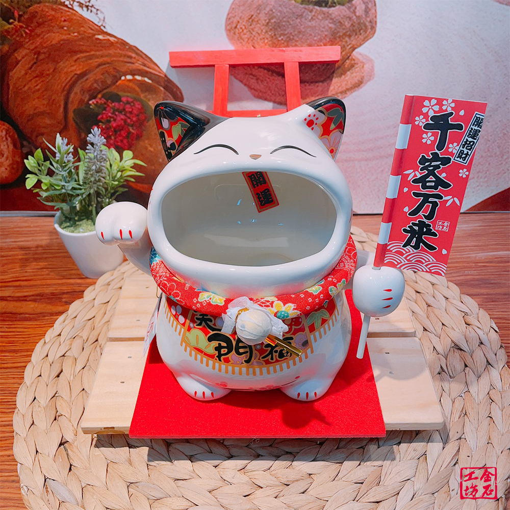 【金石工坊】笑門來福大嘴貓糖果罐