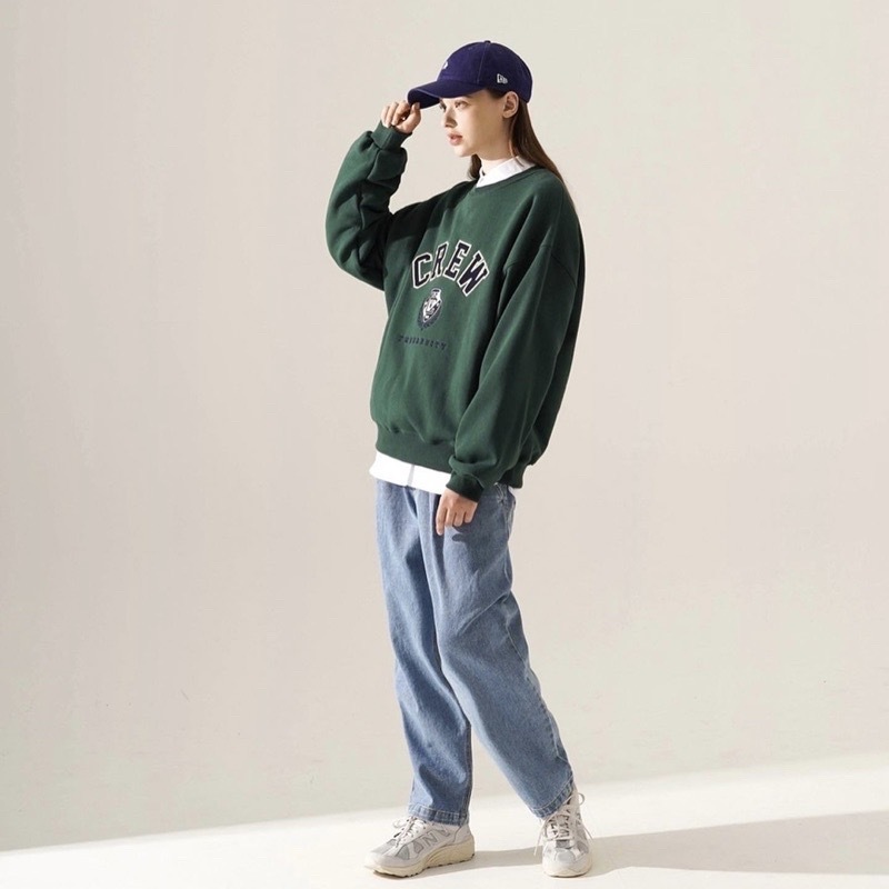 <預購> 韓國TWN 高磅電繡小LOGO刷毛大學T