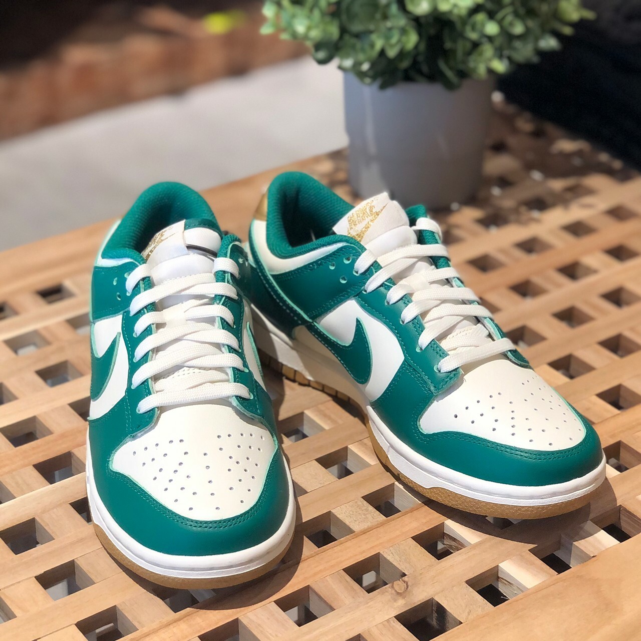 Nike Dunk Low 女款 香檳金綠 焦糖底 復古綠 FB7173-131