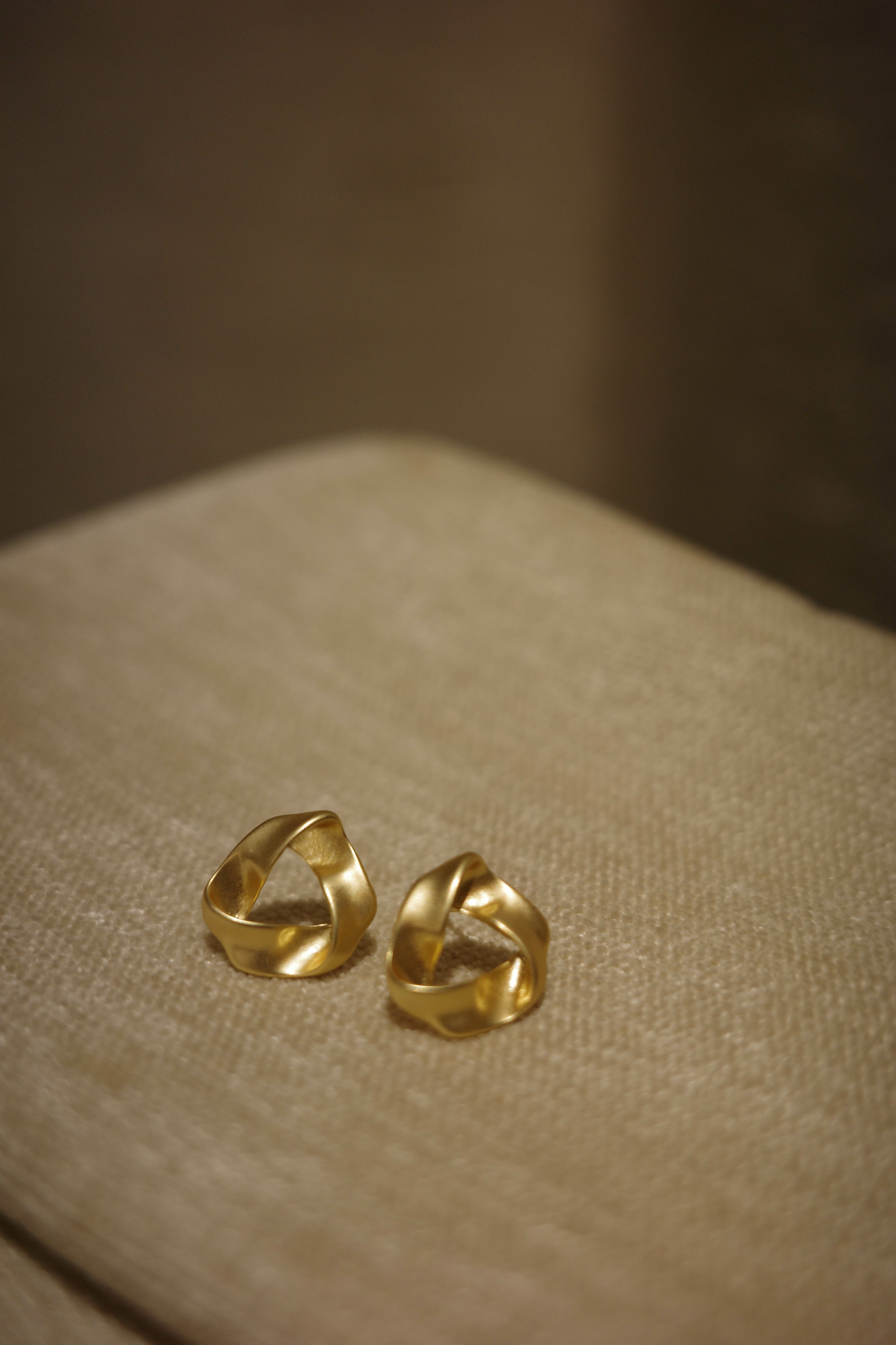 開朗的艾格尼斯│耳針 • 耳環 │14K 鍍金系列│霧面