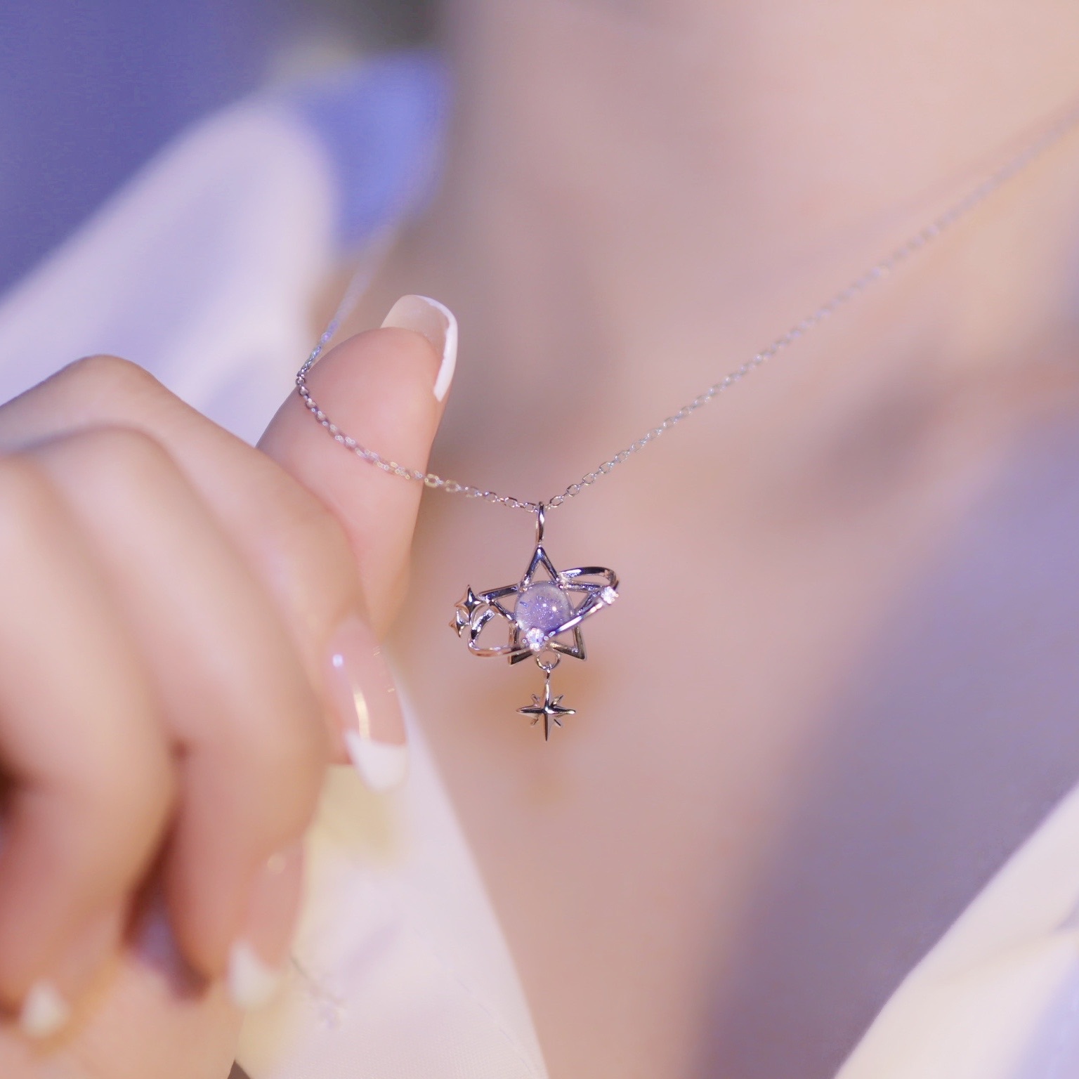 | 925純銀・白金・琉璃 | 當星星轉動時項鍊 | NE0802 |