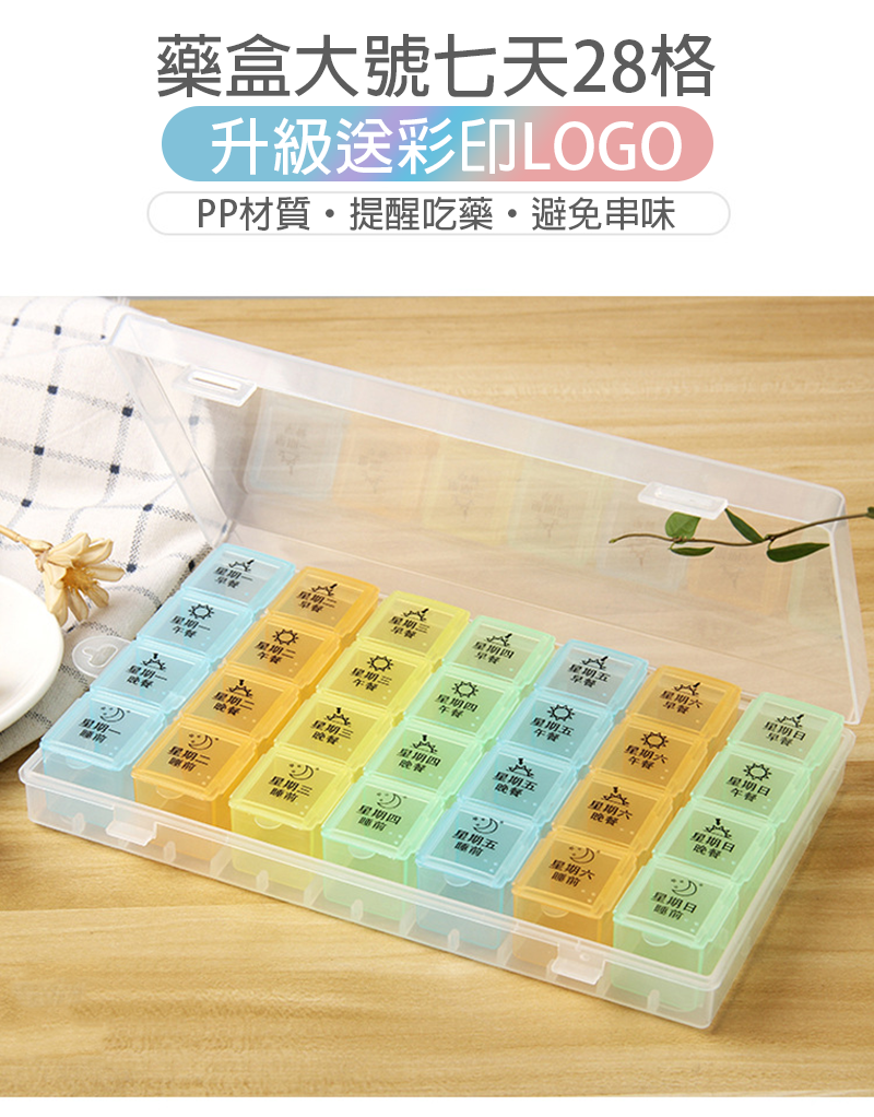 破盤價 藥盒大號七天28格 升級送彩印LOGO JT28