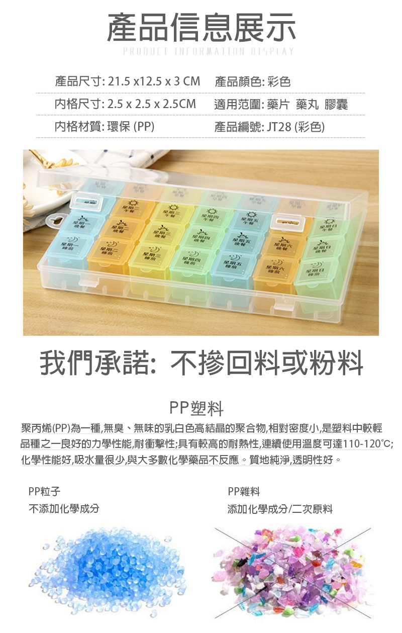 破盤價 藥盒大號七天28格 升級送彩印LOGO JT28