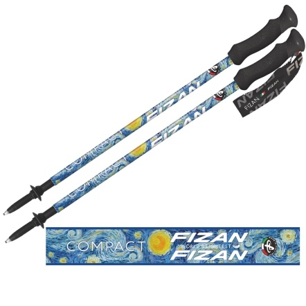 【FIZAN】超輕三節式登山杖 梵谷星夜 2入特惠組