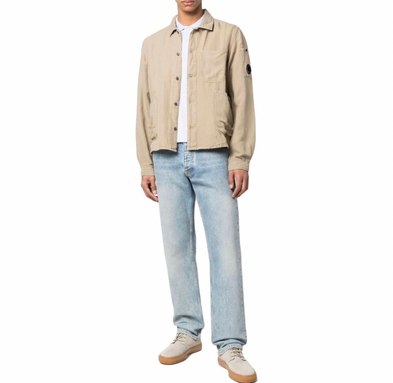 代購 C.P.Compan 純色單排釦長袖襯衫 外套 男款 麥棕色 MAR-