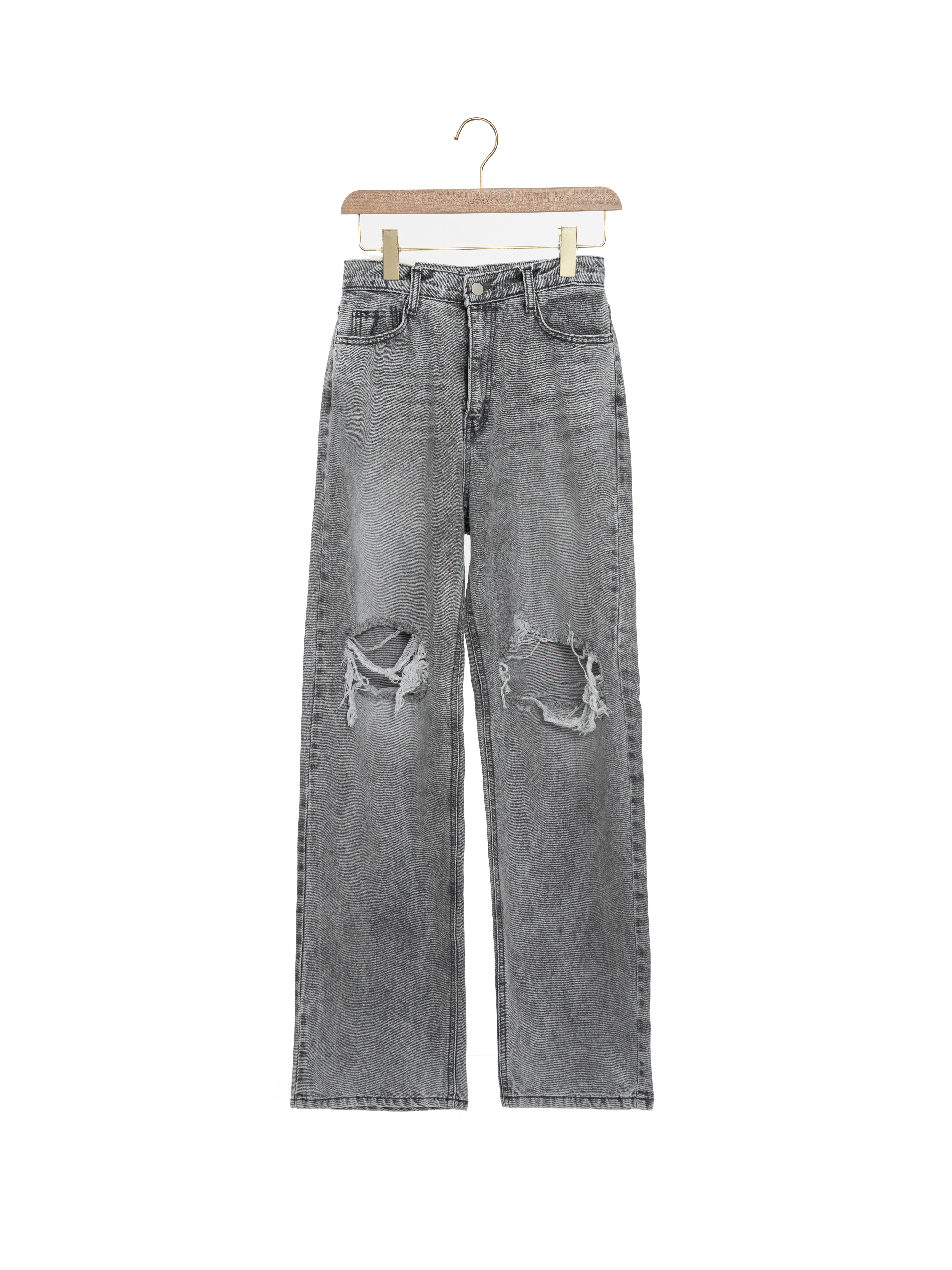 膝破洞灰洗水牛仔褲 （現貨款式）