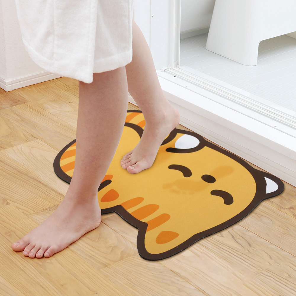 科技絨舒柔吸水地墊-慵懶小橘貓BS-841