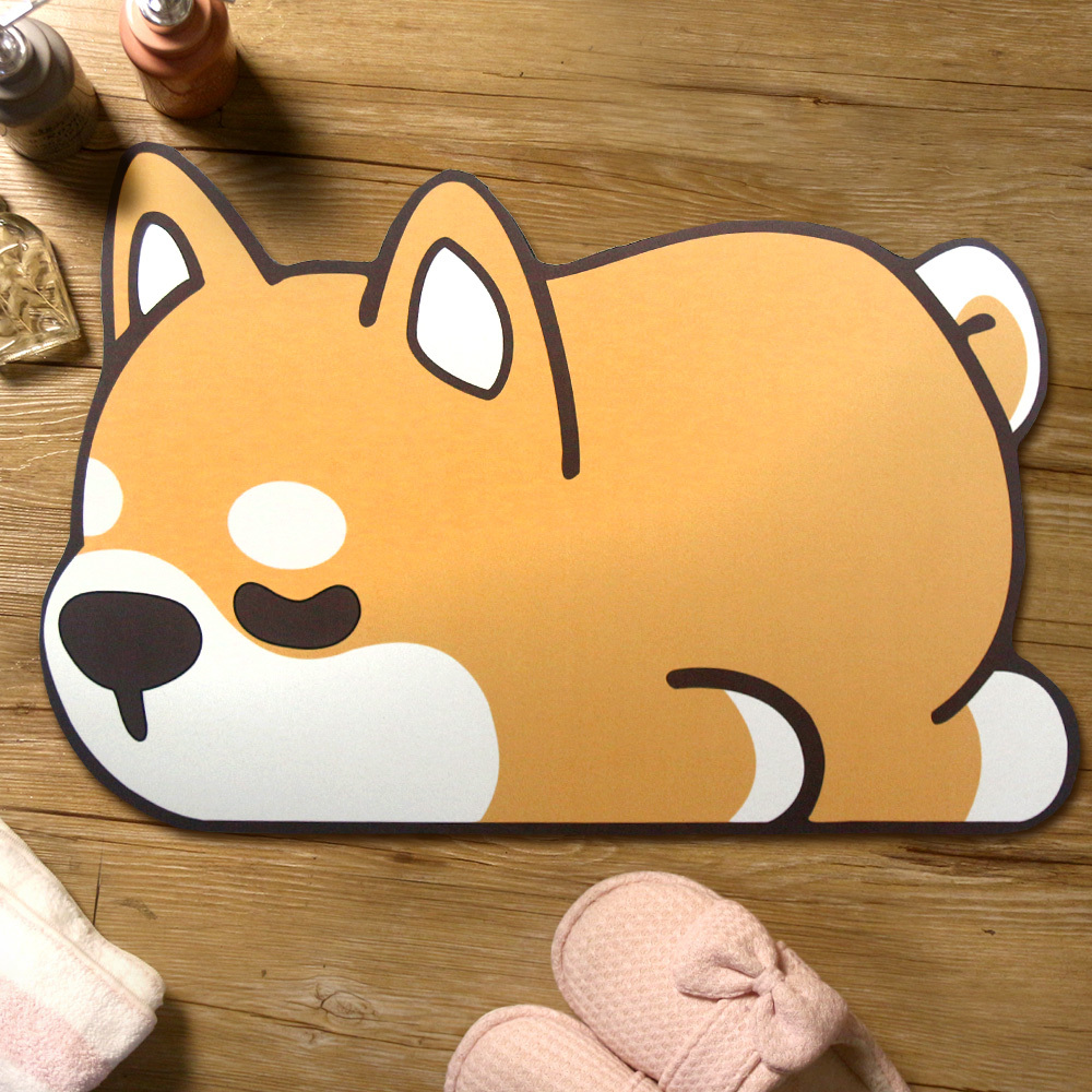 科技絨舒柔吸水地墊-俏皮小柴犬BS-843