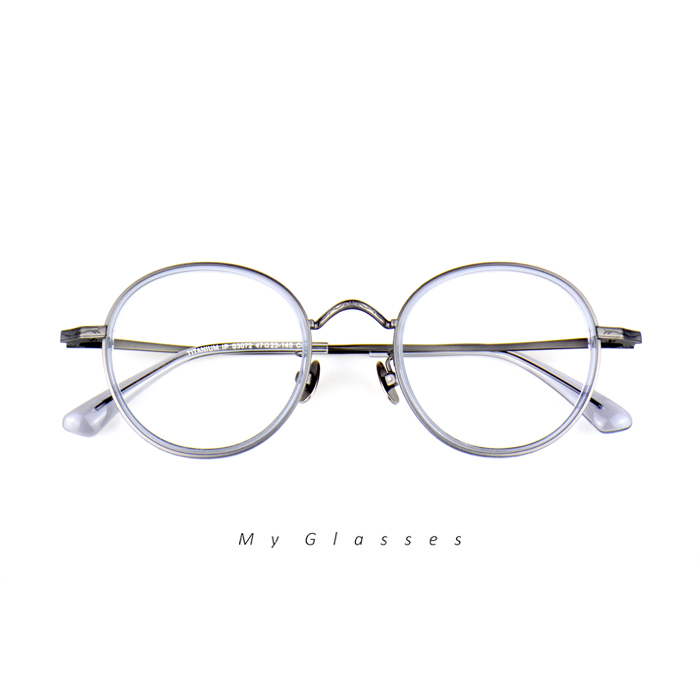 T91純鈦霧鐵灰圓框眼鏡