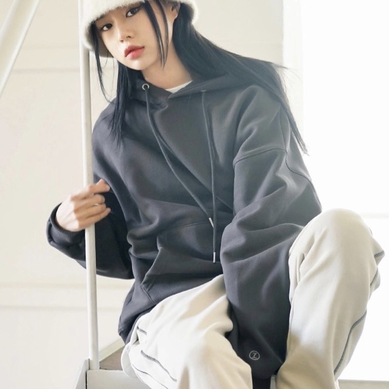 <預購> 韓國JEMUT 電繡小標高磅刷毛帽T