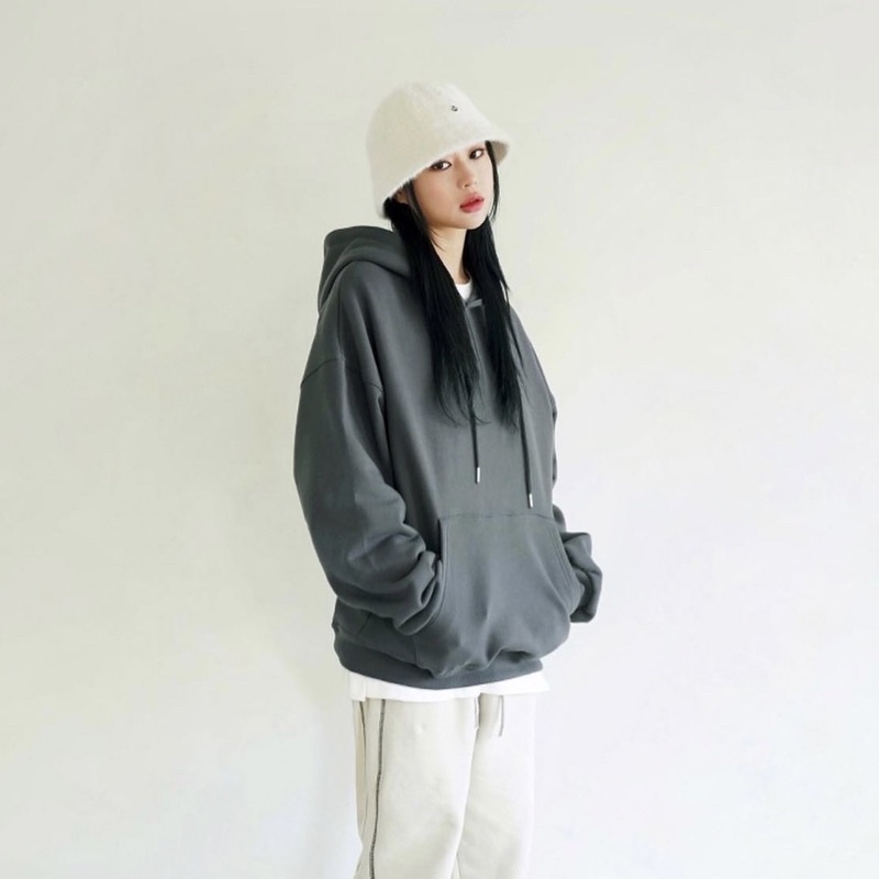 <預購> 韓國JEMUT 電繡小標高磅刷毛帽T