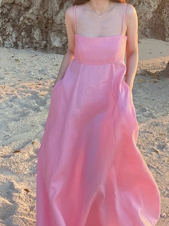 Peony Linen Dress - Pink