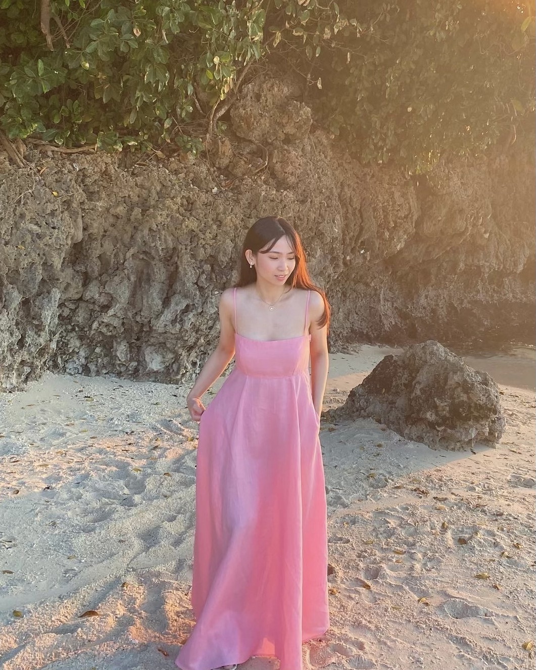 Peony Linen Dress - Pink