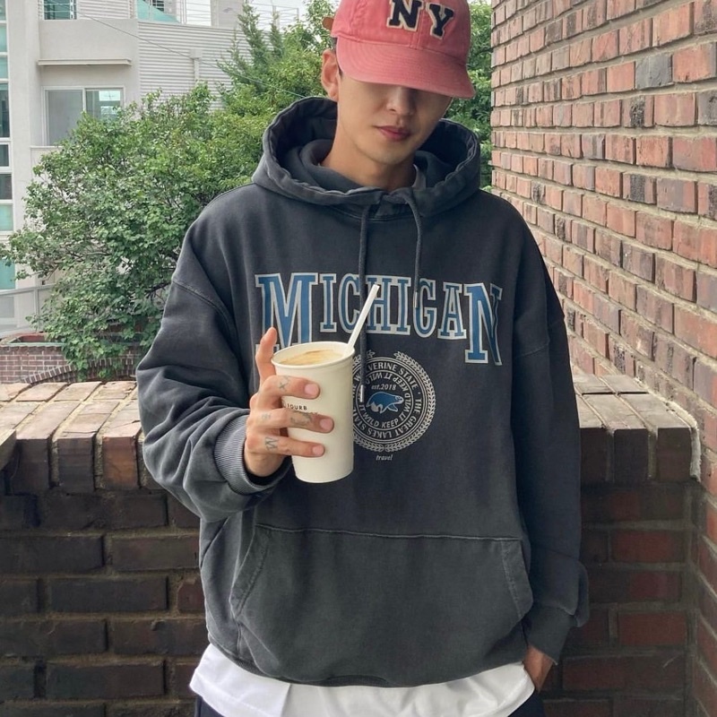 <預購> 韓國TRAVEL密西根狼獾重磅純棉刷毛帽T